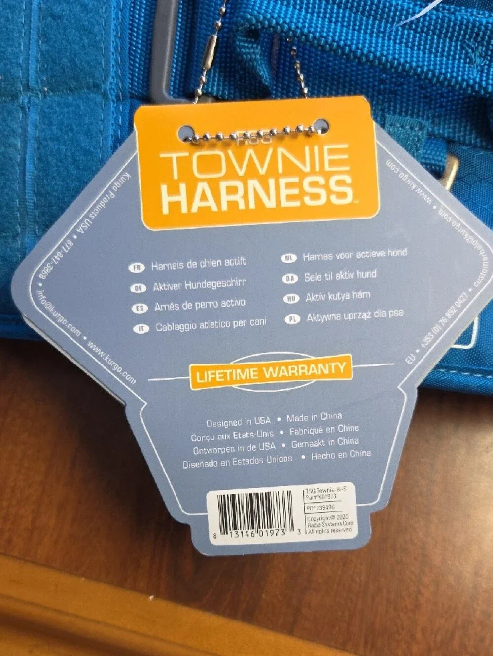 Kurgo Townie Harness Teal Blue Dog Harness